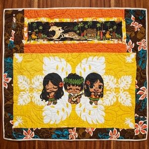Camokai Studio Hawaiian Hula Doll Quilt - Yellow Tropical Bedding